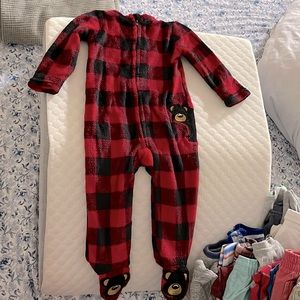 Buffalo Plaid Teddy Bear Onesie